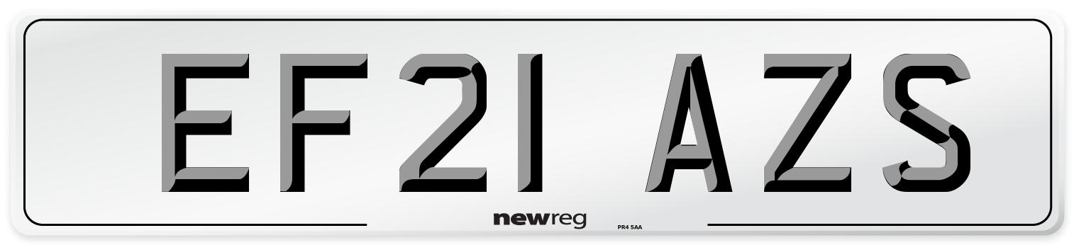 EF21 AZS Number Plate from New Reg
